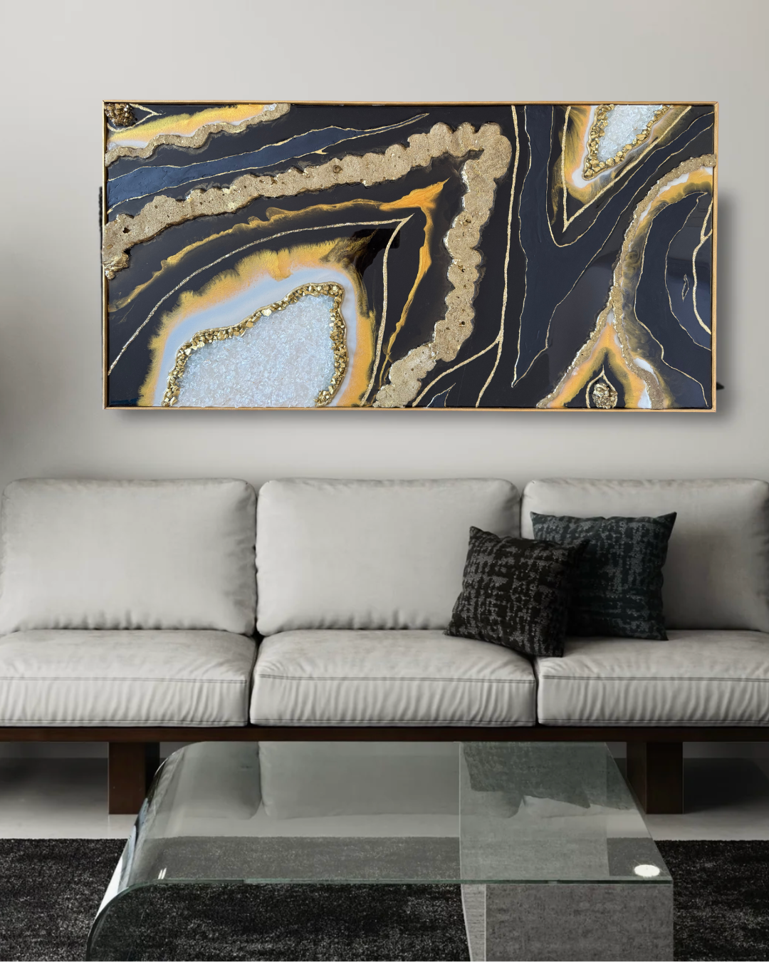 Tableau Géode Noir et Or