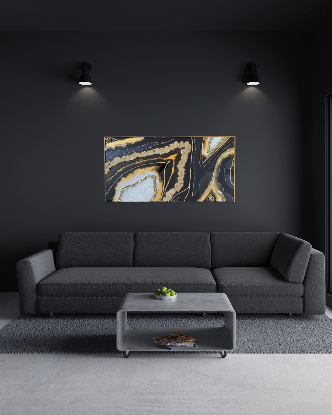 Tableau Géode Noir et Or