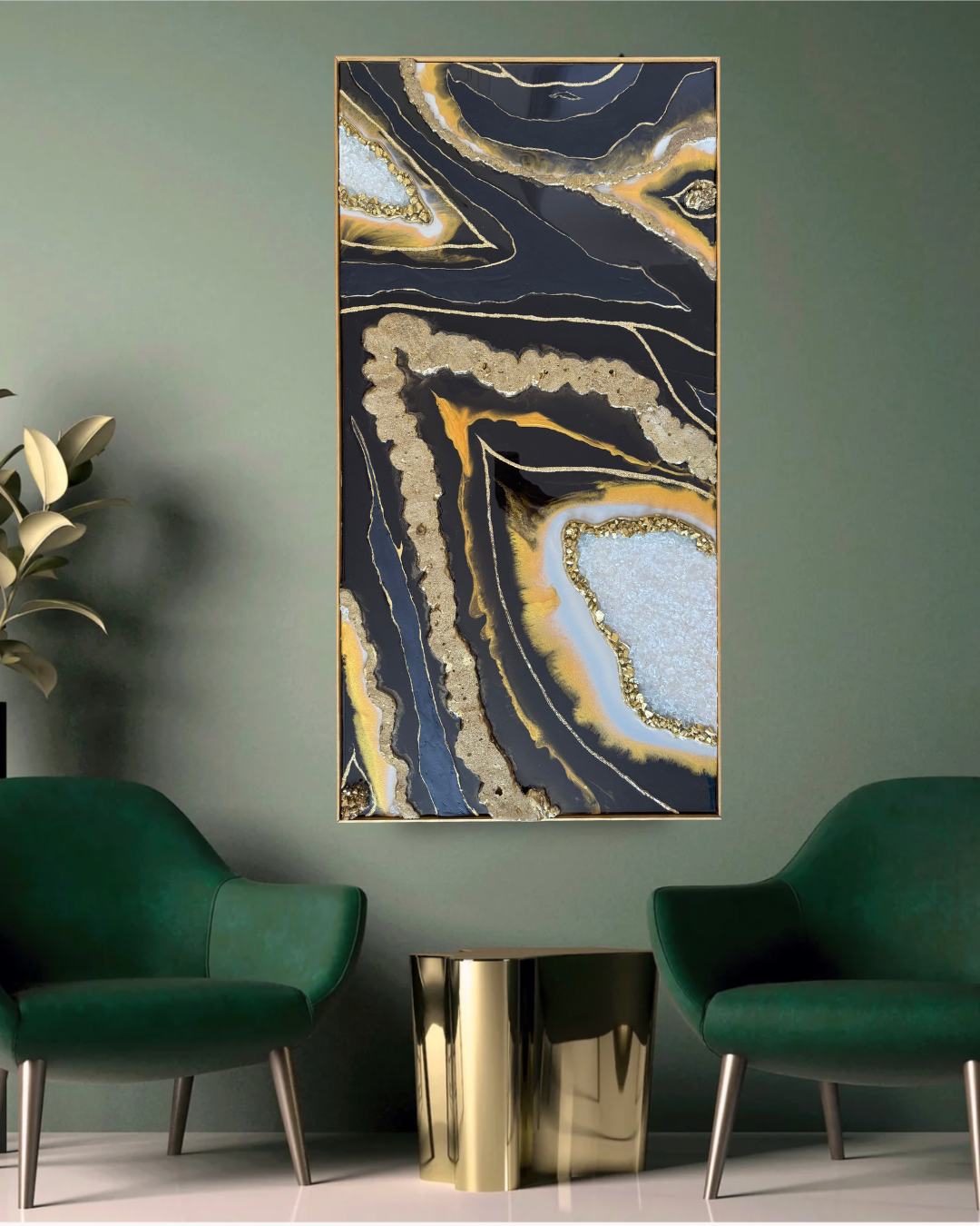 Tableau Géode Noir et Or