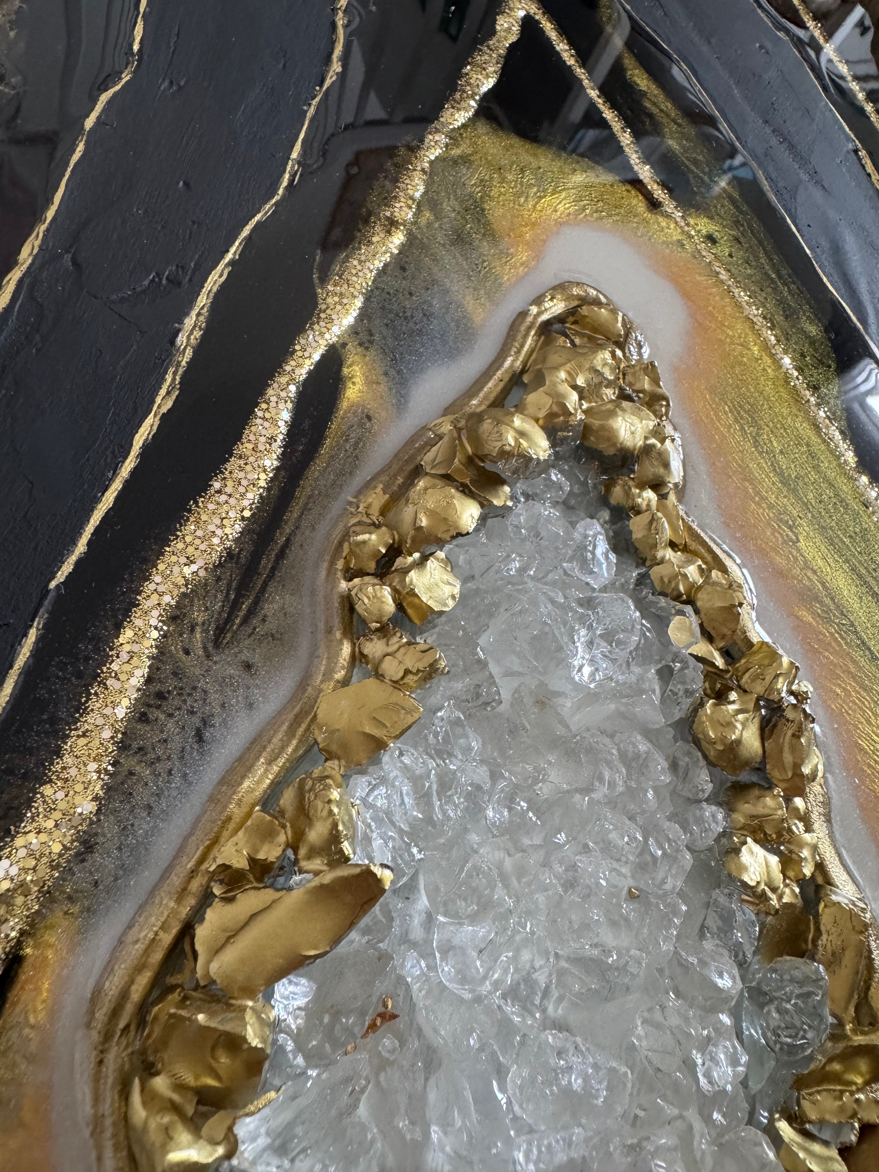 Tableau Géode Noir et Or