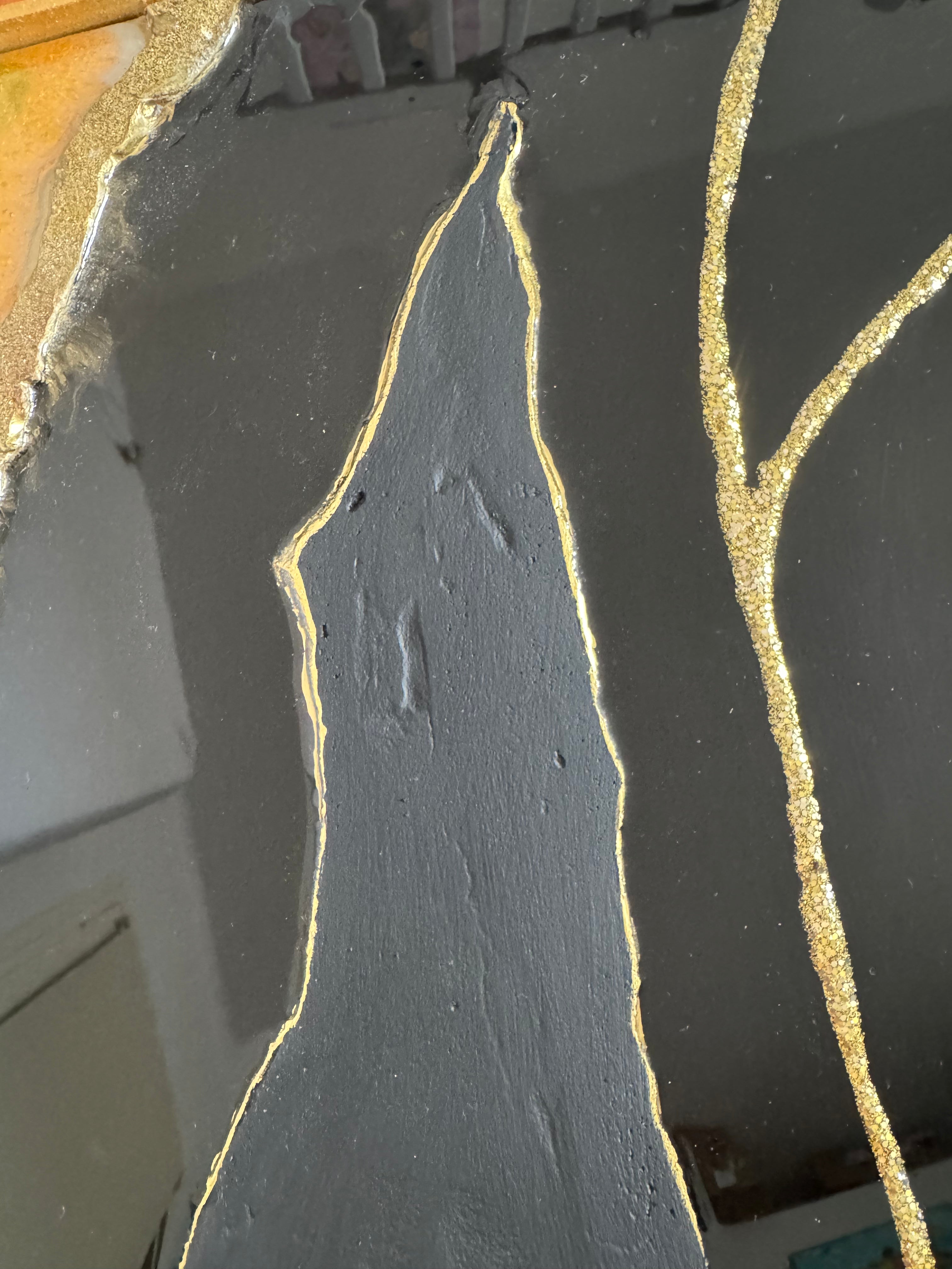 Tableau Géode Noir et Or