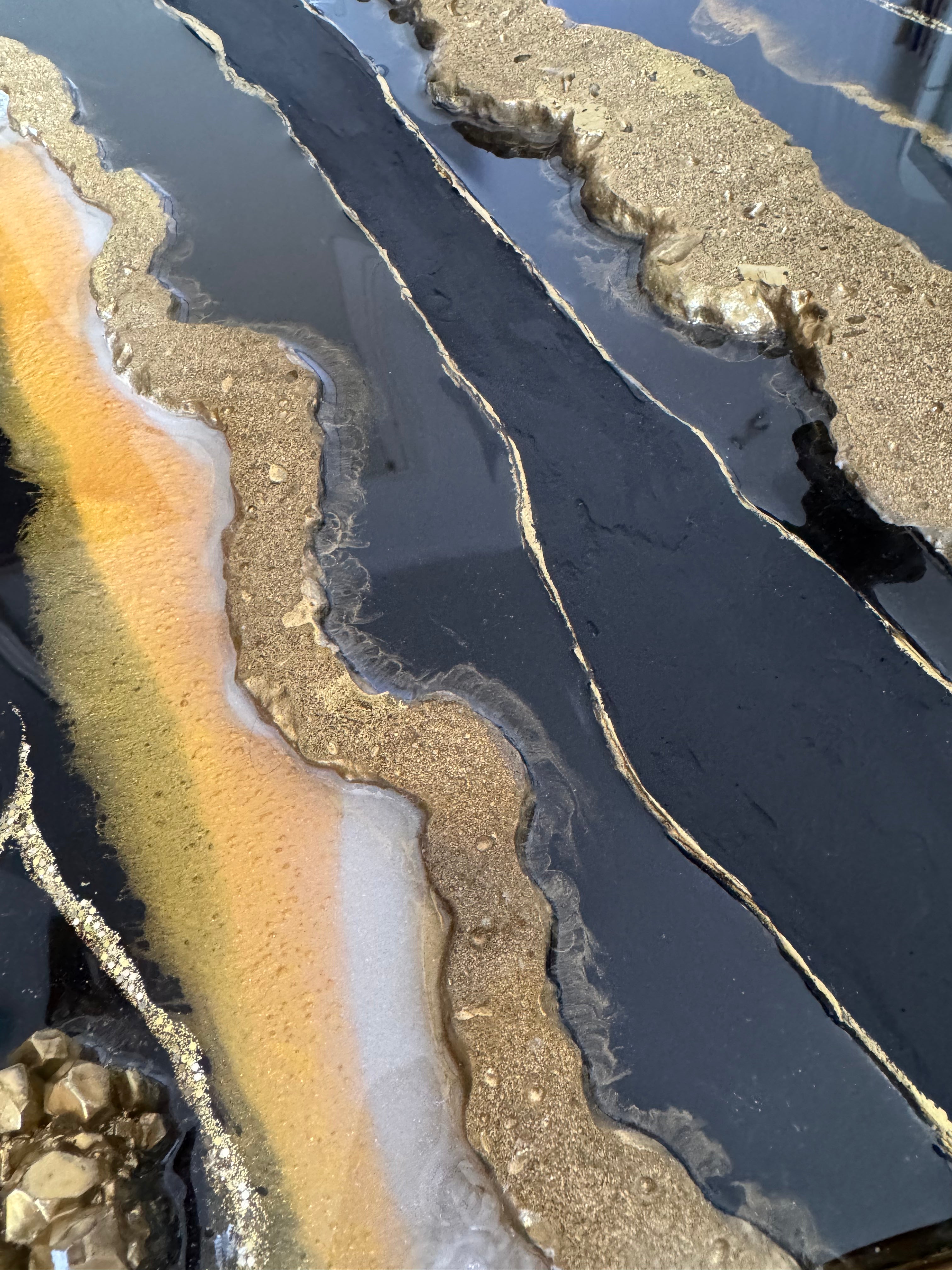 Tableau Géode Noir et Or